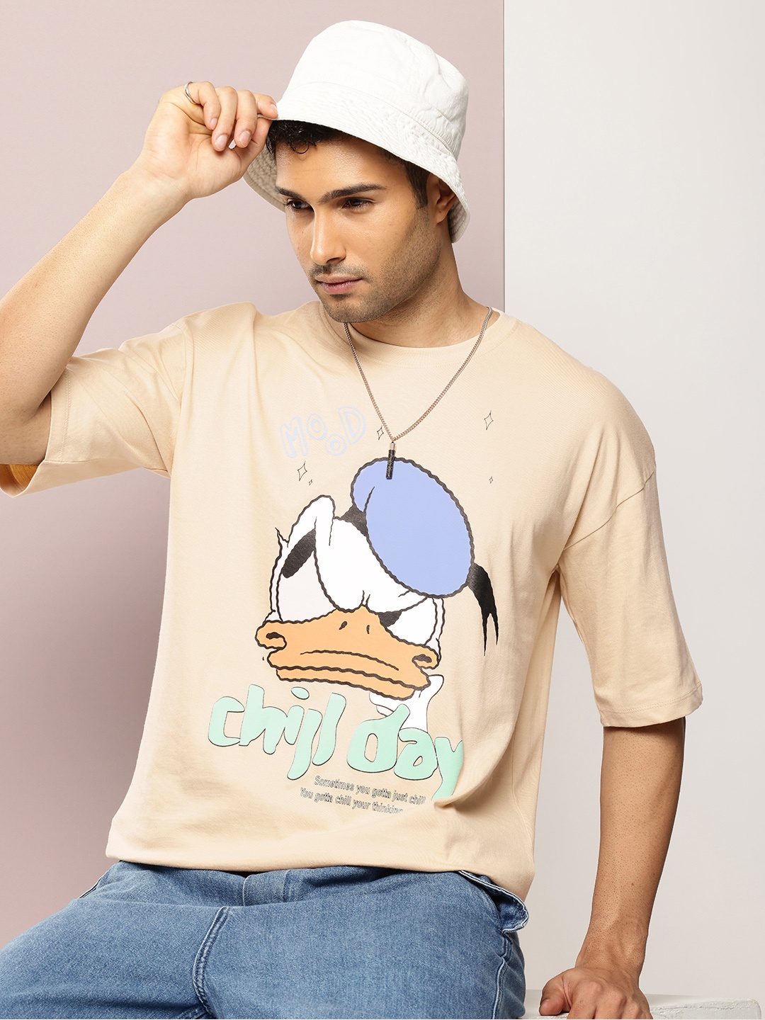 

Kook N Keech Looney Tunes Printed Pure Cotton Drop-Shoulder Sleeves Oversized T-shirt, Beige