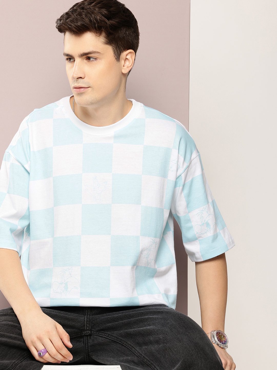 

Kook N Keech Looney Tunes Printed Drop-Shoulder Sleeves Oversized T-shirt, Blue