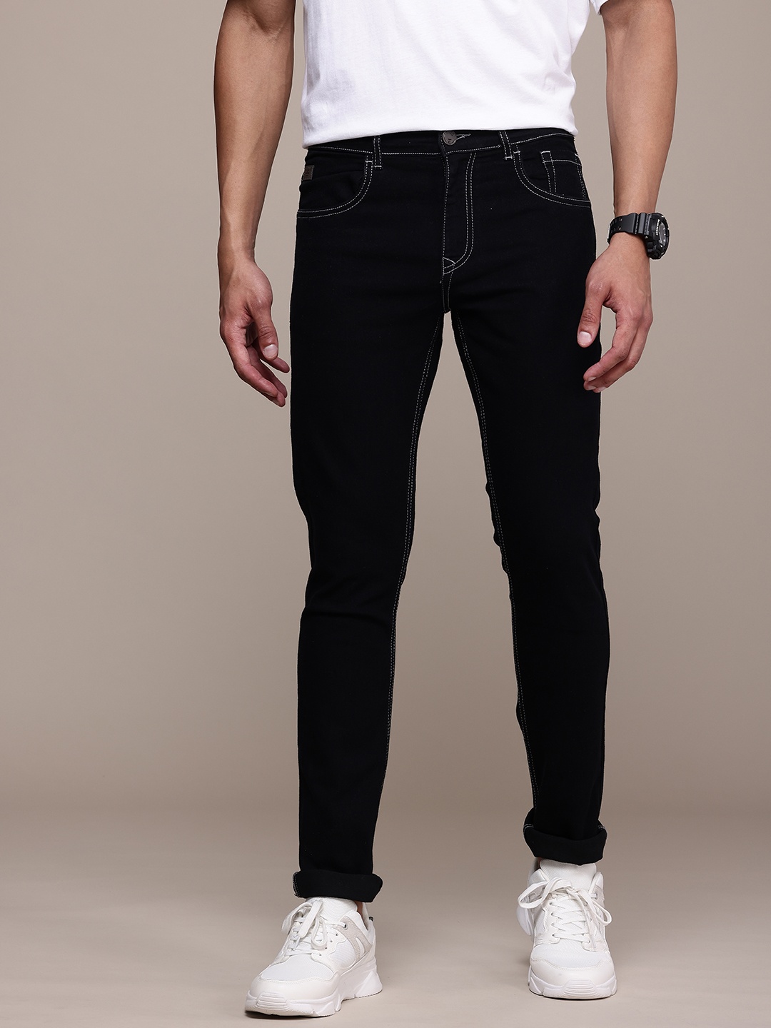 

WROGN Men Slim Fit Stretchable Jeans, Black