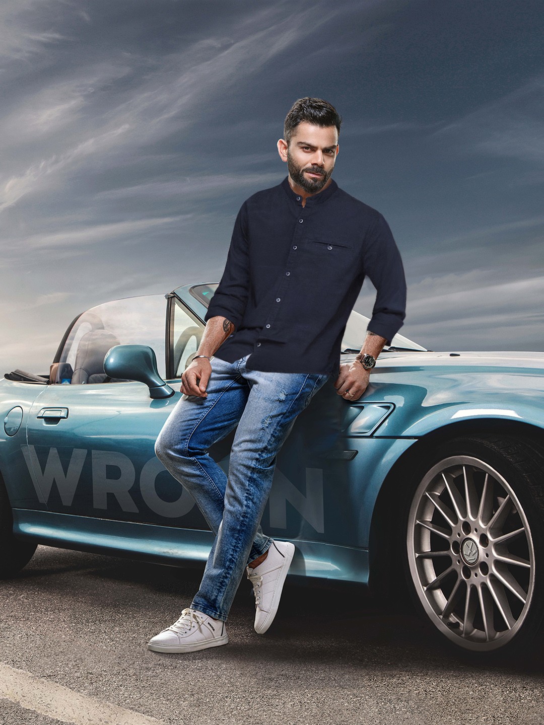 

WROGN Pure Cotton Slim Fit Opaque Casual Shirt, Navy blue