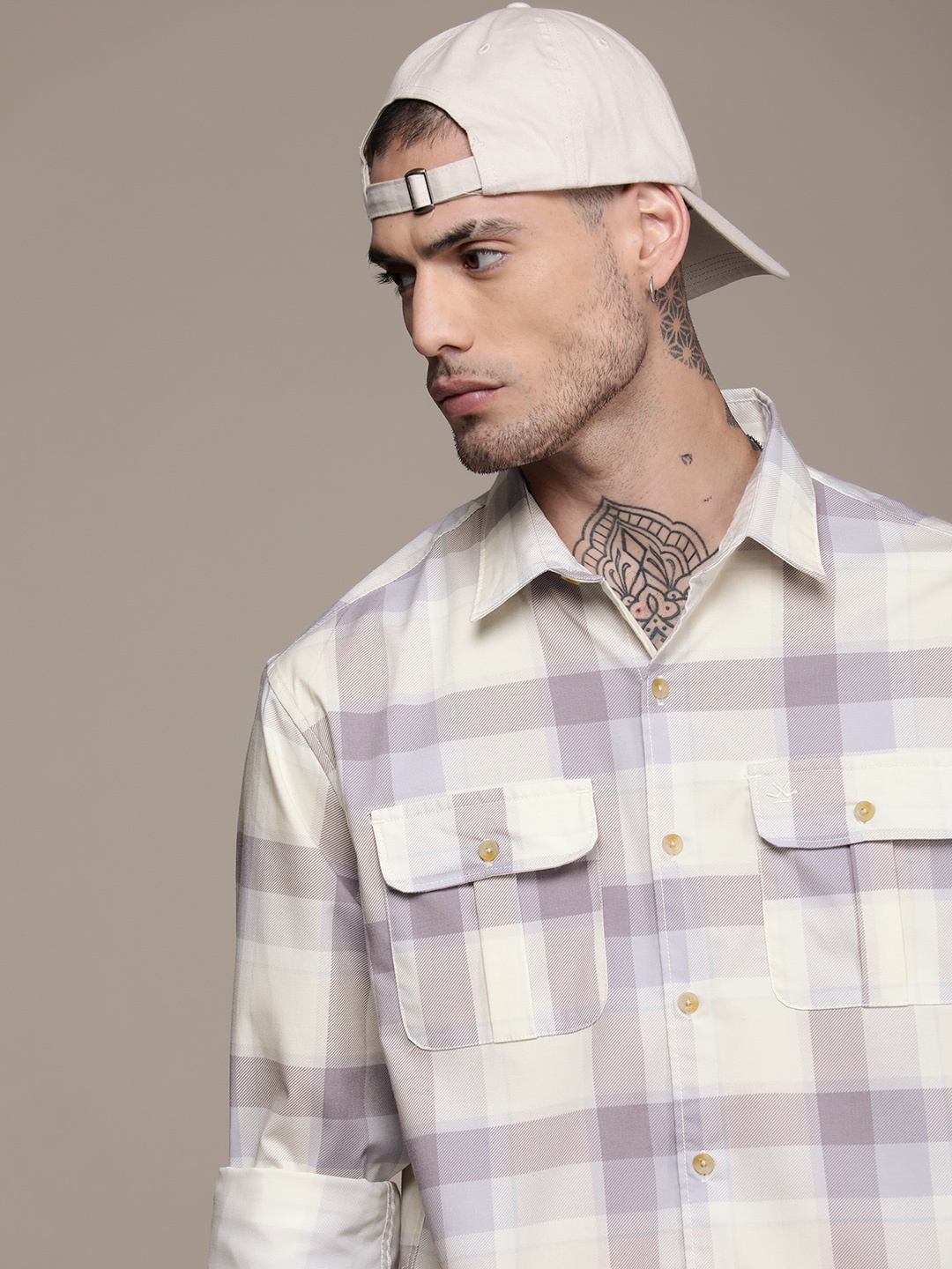 

WROGN Long Sleeves Checked Casual Shirt, Grey