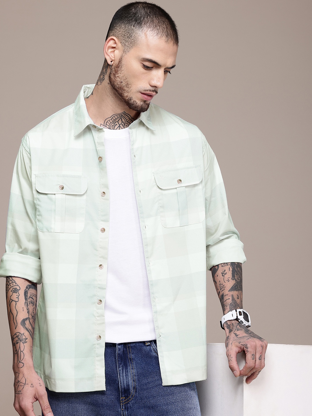 

WROGN Checked Casual Shirt, Green