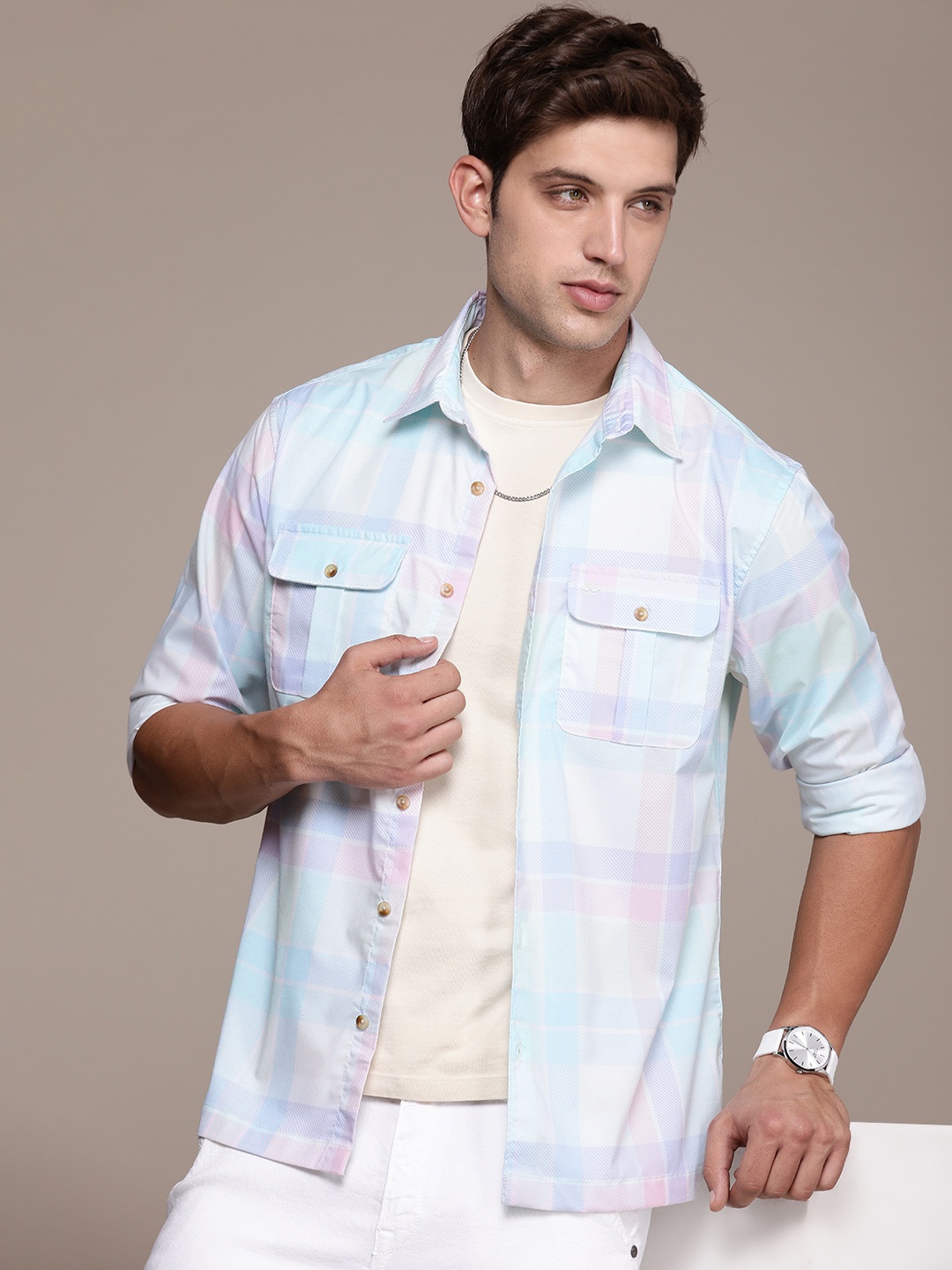 

WROGN Checked Regular Fit Casual Shirt, Multi