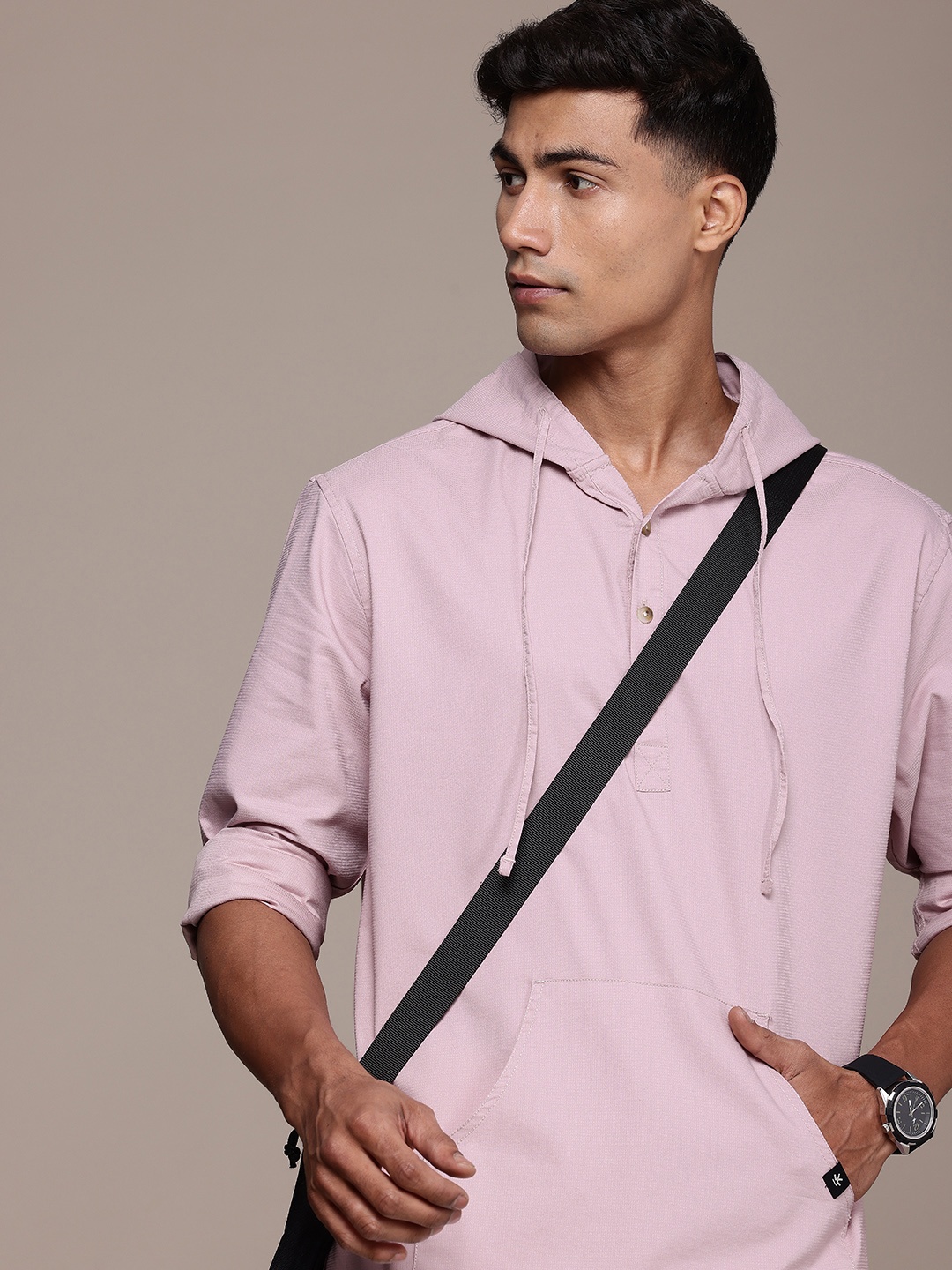 

WROGN Men Opaque Casual Shirt, Pink