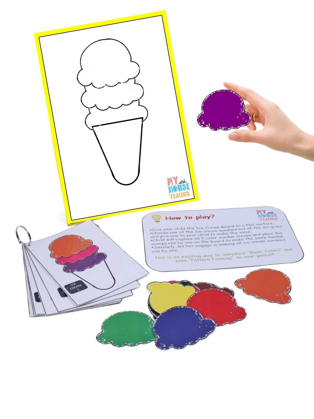 

My House Teacher Kids Colour Pattern Ice Cream Activity Set, White