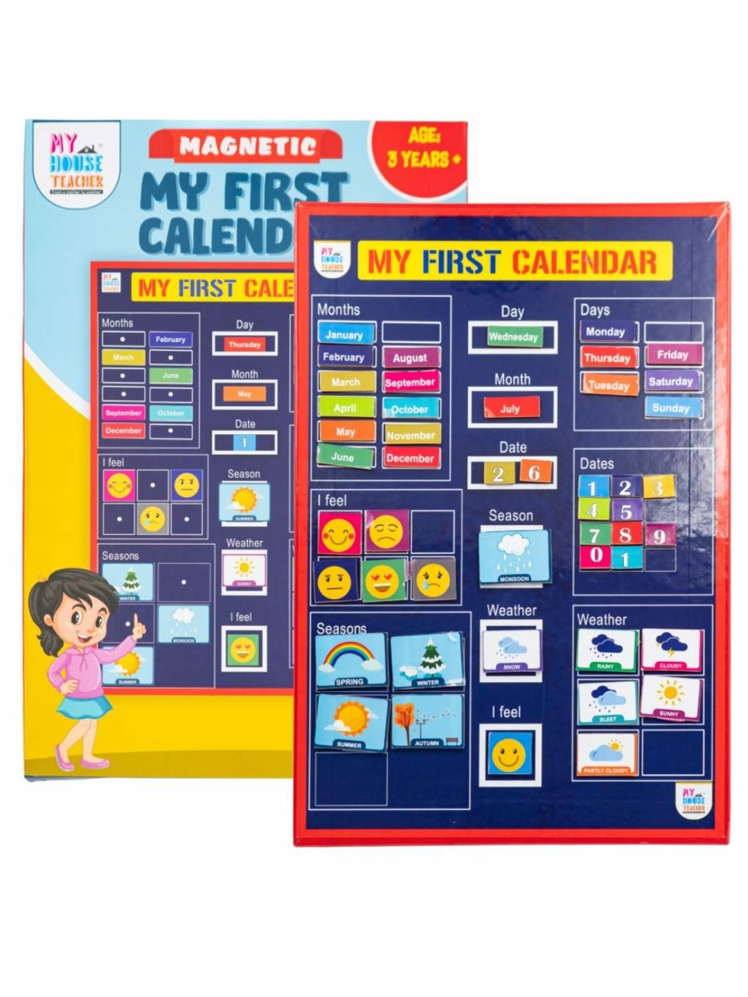 

My House Teacher Kids Magnetic My First Calendar Board, Blue