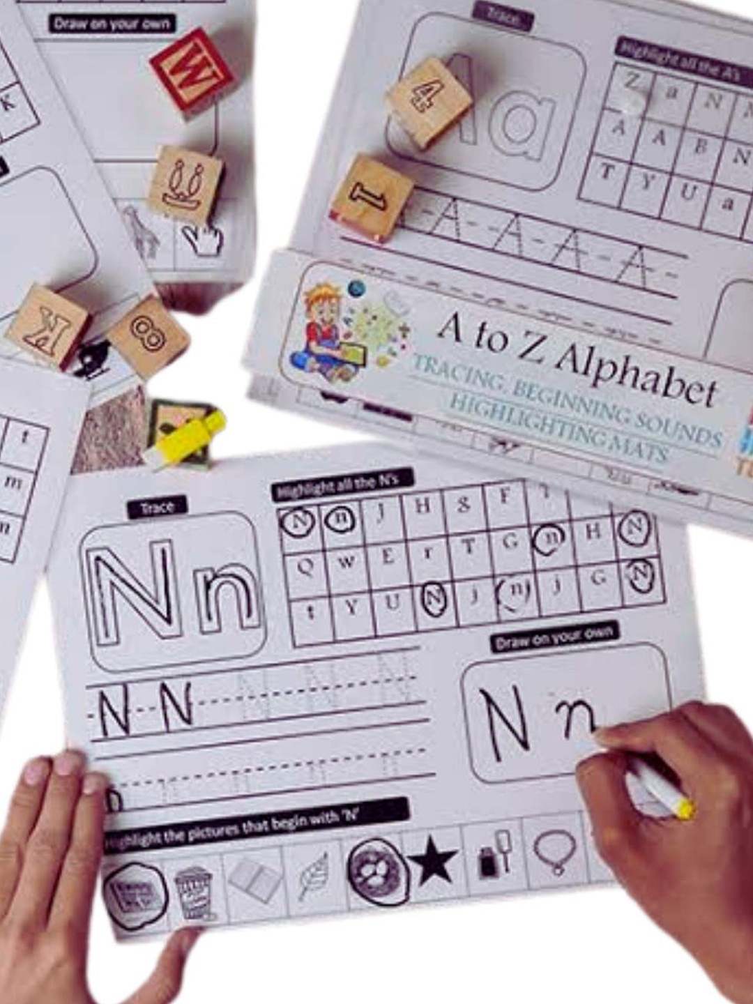 

My House Teacher Kids Alphabet A To Z Tracing & Highlighting Reusable Mats, White