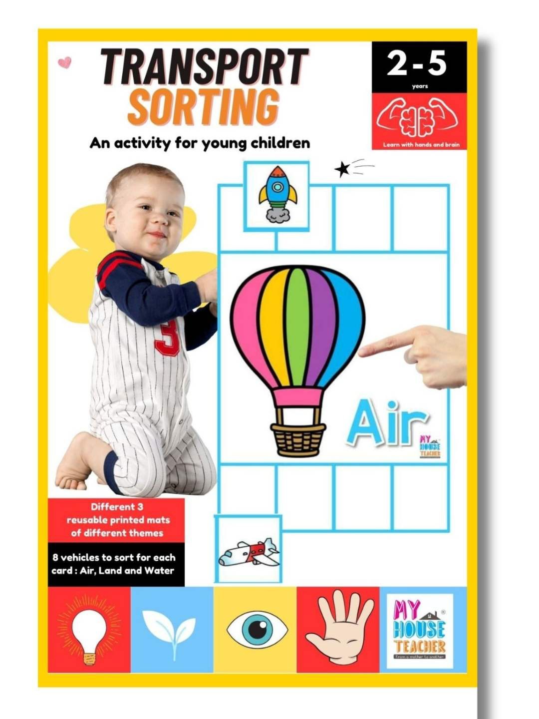 

My House Teacher Kids Transport Sorting Activity Busy Bag, White
