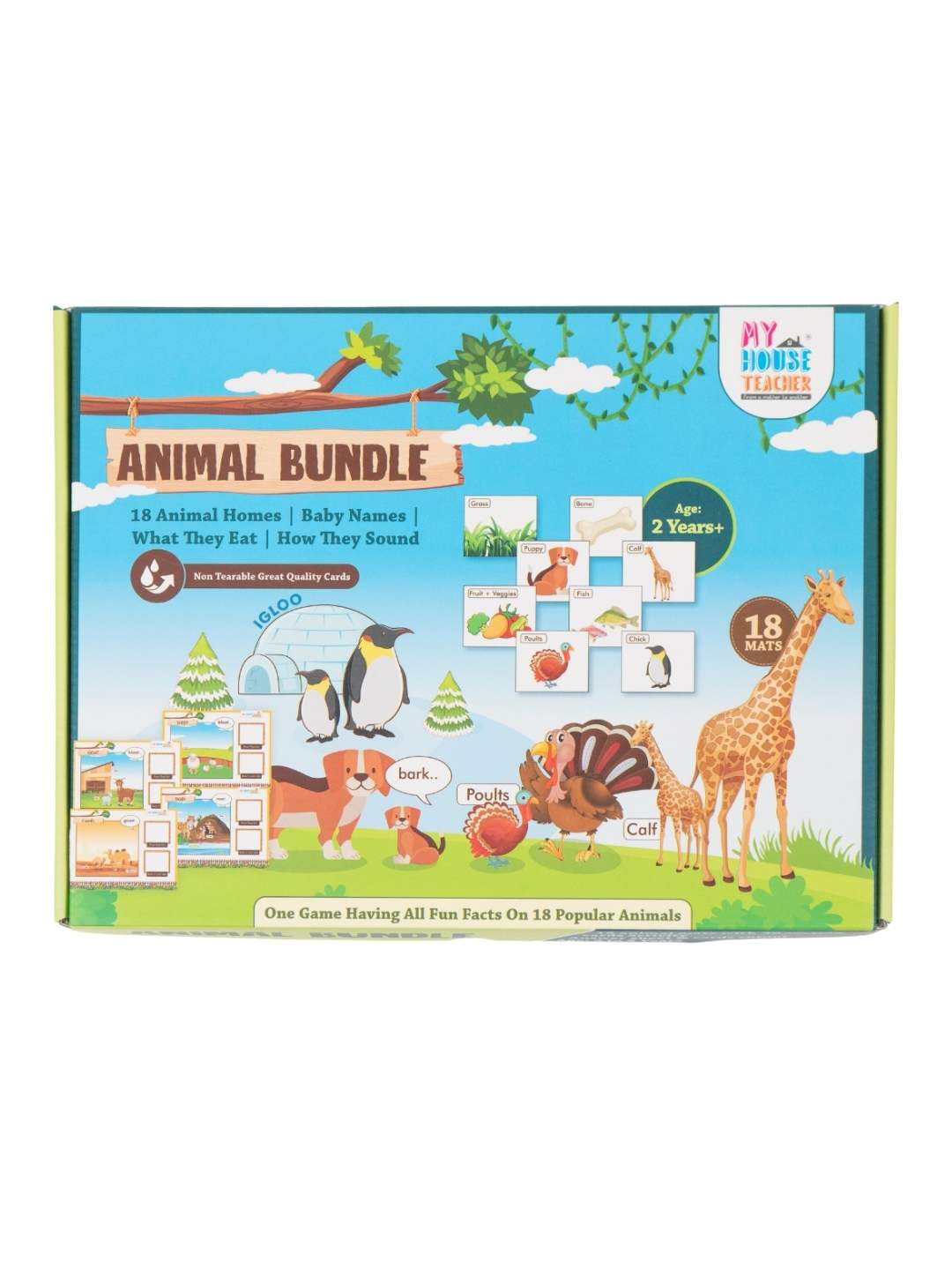 

My House Teacher Kids Animal Homes , Babies Name, What They Eat And How They Sound, White