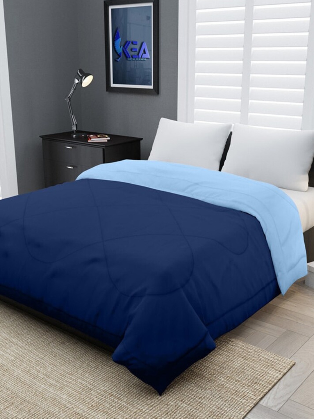 

RF RELAXFEEL Blue Checked Heavy Winter 233 GSM Single Bed Quilt