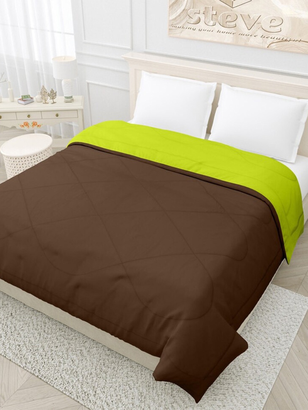 

RF RELAXFEEL Green & Brown Heavy Winter 233 GSM Double Bed Quilt