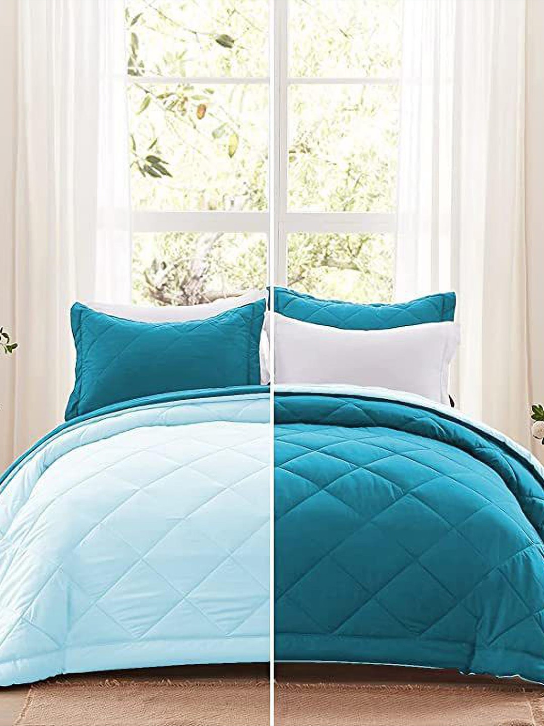 

RF RELAXFEEL Blue Heavy Winter 233 GSM Double Bed Quilt