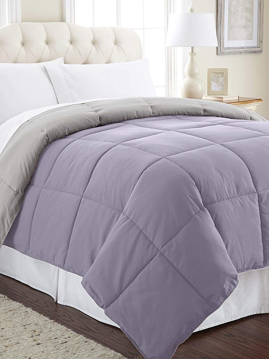 

RF RELAXFEEL Purple & Grey Microfiber Heavy Winter 233 GSM Double Bed Comforter