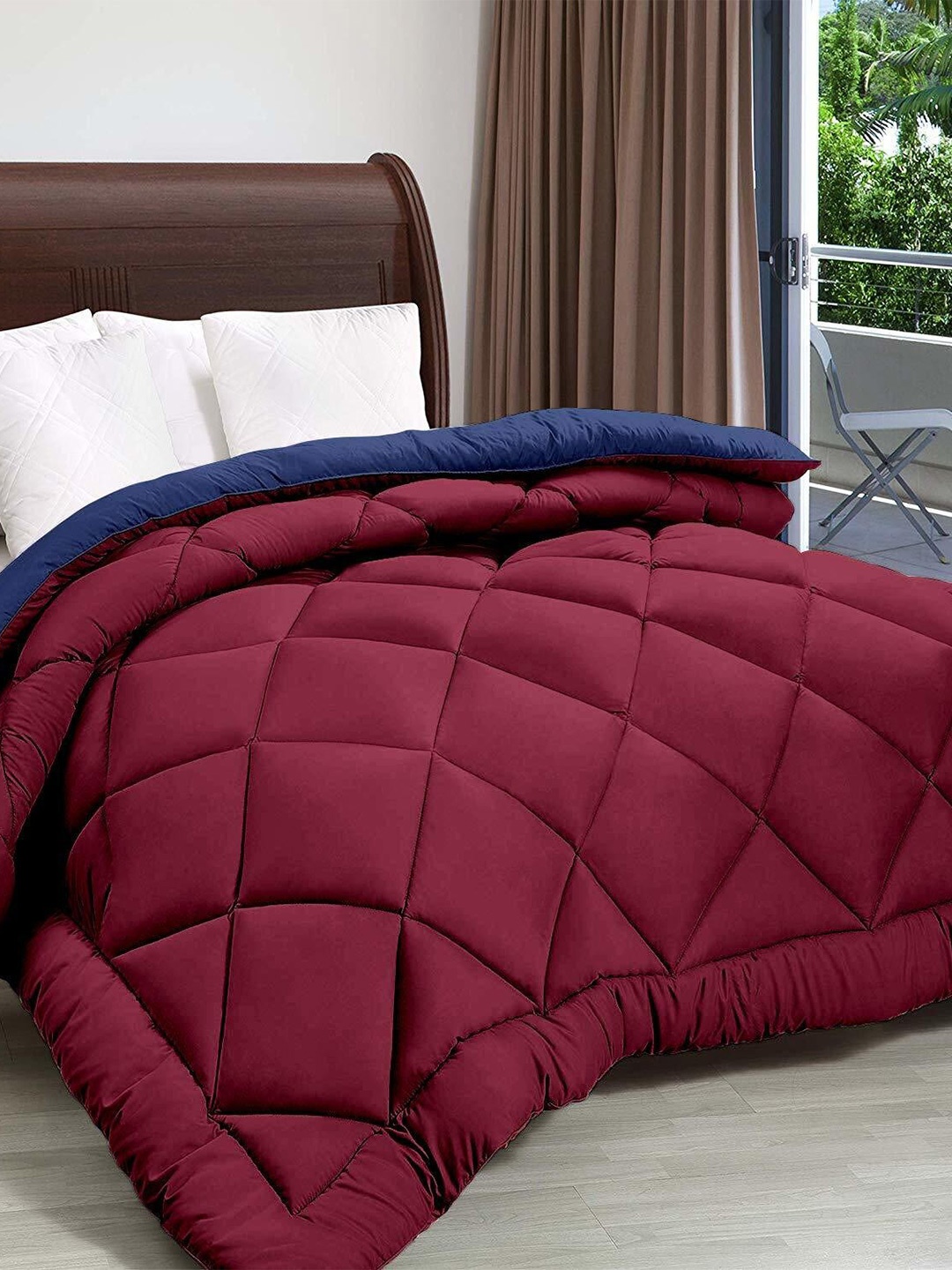 

RF RELAXFEEL Maroon & Blue Heavy Winter 233 GSM Double Bed Comforter