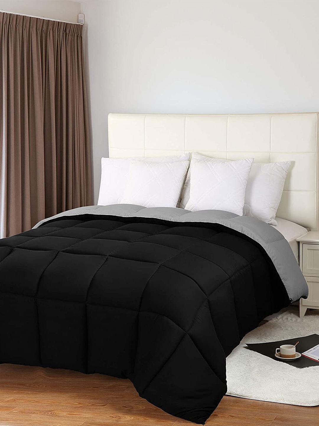 

RF RELAXFEEL Black & Grey Heavy Winter 233 GSM Double Bed Comforter