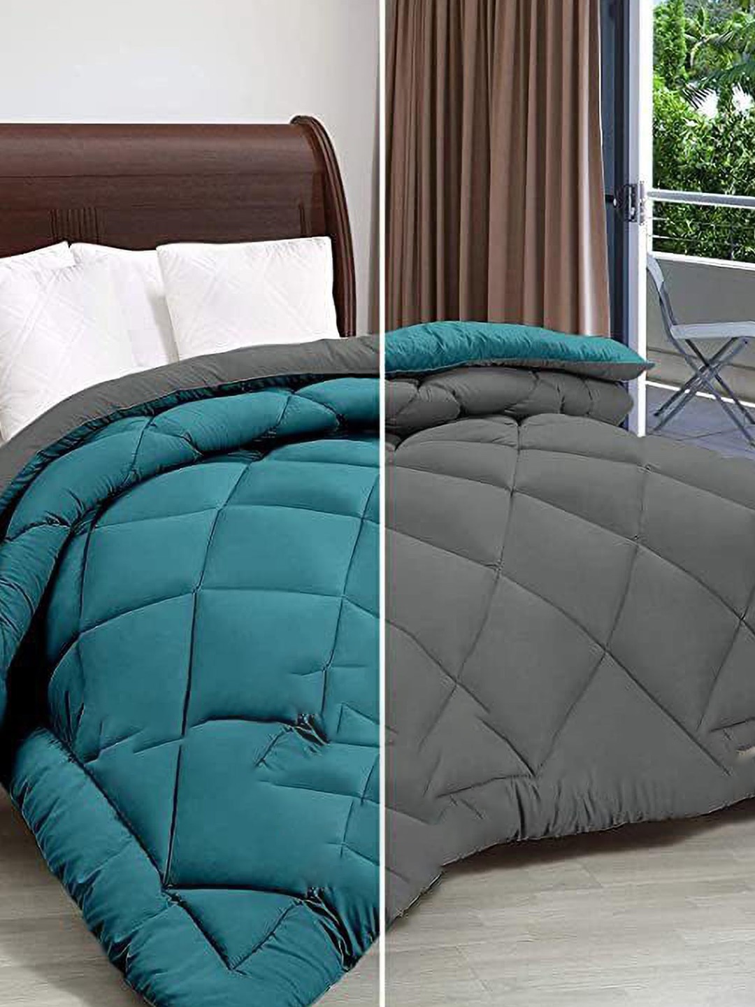 

RF RELAXFEEL Blue & Grey Heavy Winter 233 GSM Double Bed Quilt