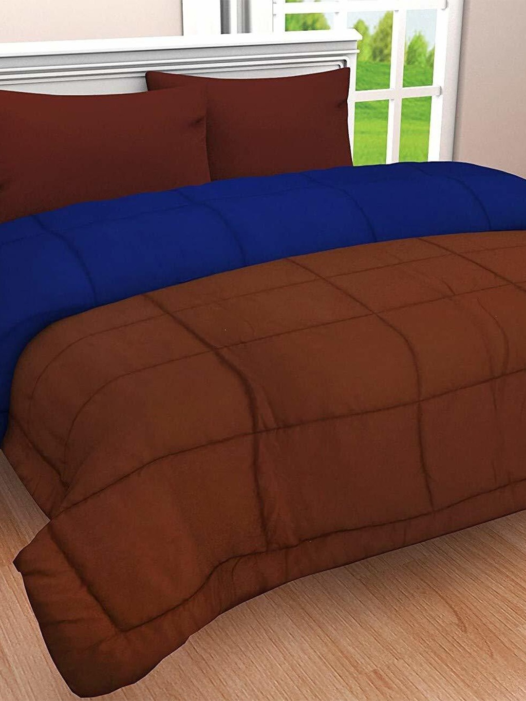 

RF RELAXFEEL Blue & Brown Microfiber Heavy Winter 233 GSM Single Bed Comforter