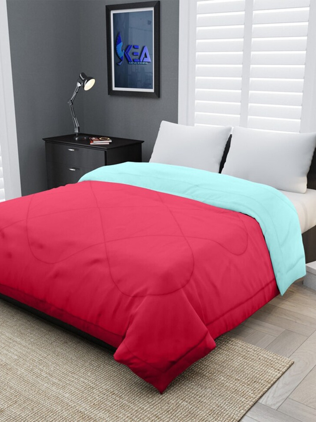

RF RELAXFEEL Blue & Pink Checked Heavy Winter 233 GSM Double Bed Quilt