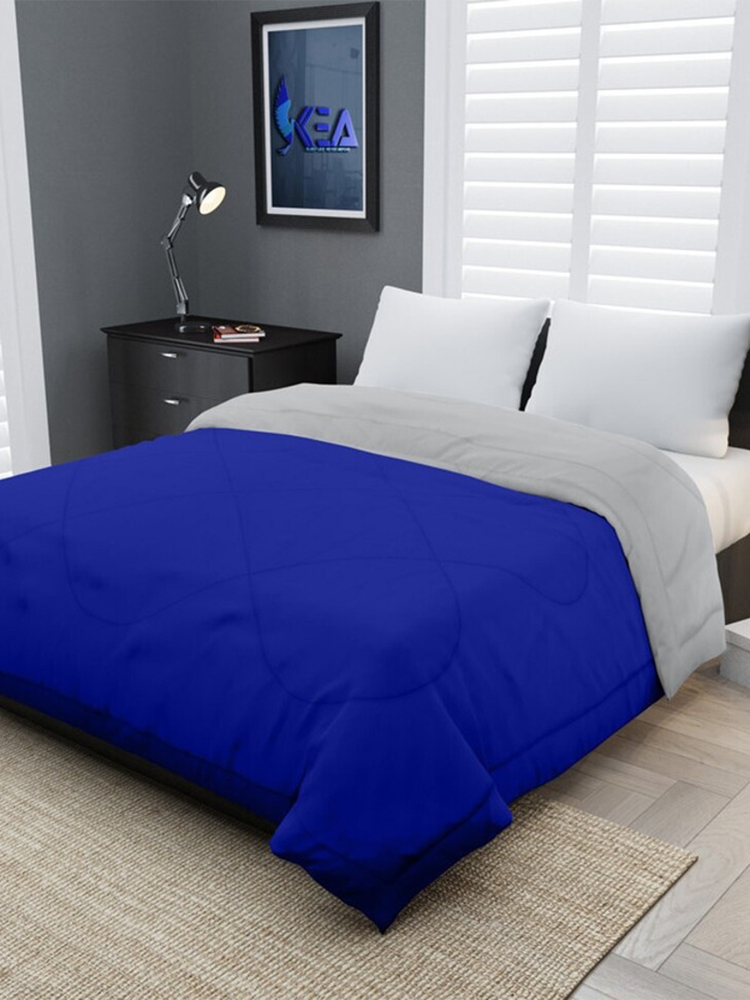 

RF RELAXFEEL Blue & Grey Checked Heavy Winter 233 GSM Single Bed Quilt
