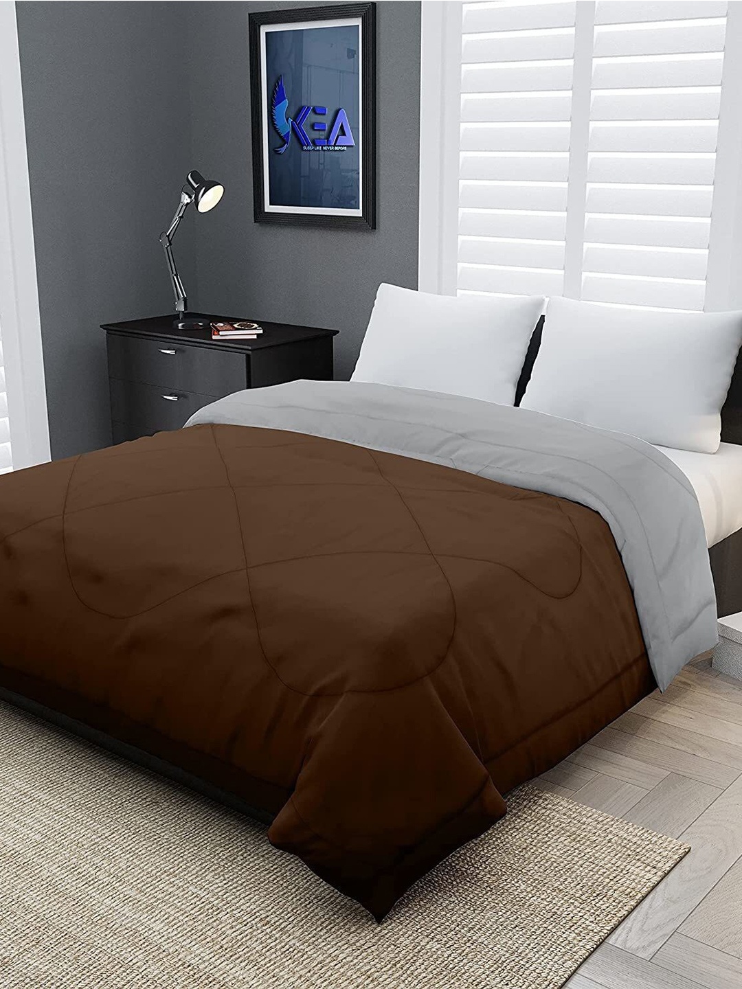 

RF RELAXFEEL Brown & Grey Heavy Winter 233 GSM Double Bed Comforter