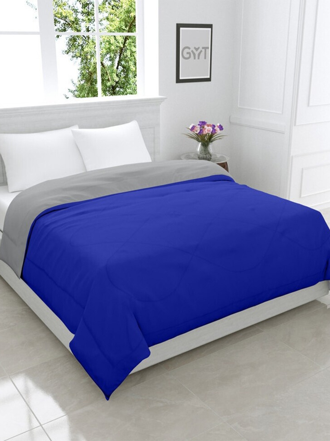 

RF RELAXFEEL Blue & Grey Heavy Winter 233 GSM Double Bed Quilt