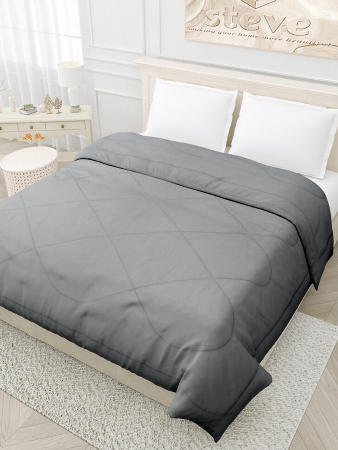 

RF RELAXFEEL Grey & Brown Heavy Winter 233 GSM Double Bed Quilt