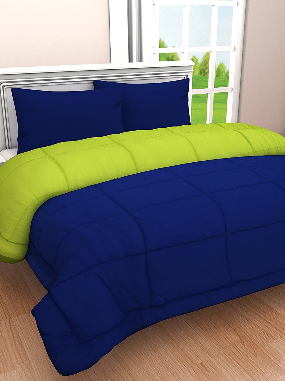

RF RELAXFEEL Green & Blue Microfiber Heavy Winter 233 GSM Double Bed Comforter