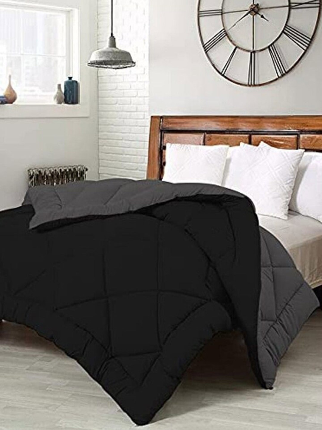 

RF RELAXFEEL Black & Grey Heavy Winter 233 GSM Double Bed Quilt