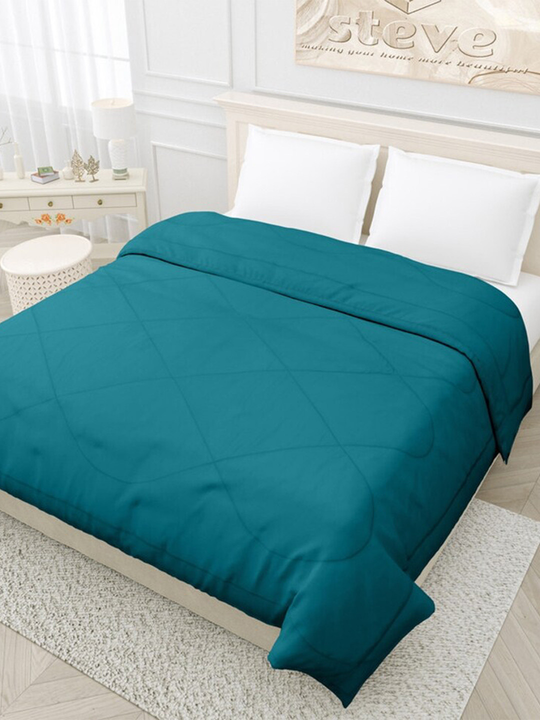 

RF RELAXFEEL Blue Checked Heavy Winter 233 GSM Single Bed Quilt