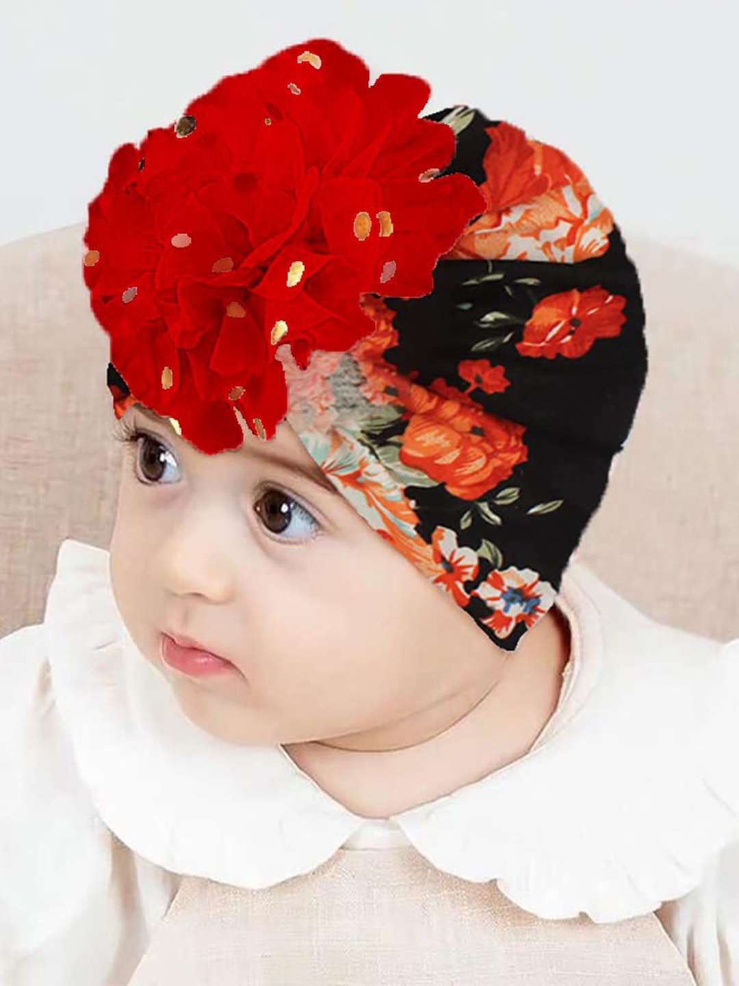 

SYGA Kids Floral Printed Pure Cotton Beanie, Black