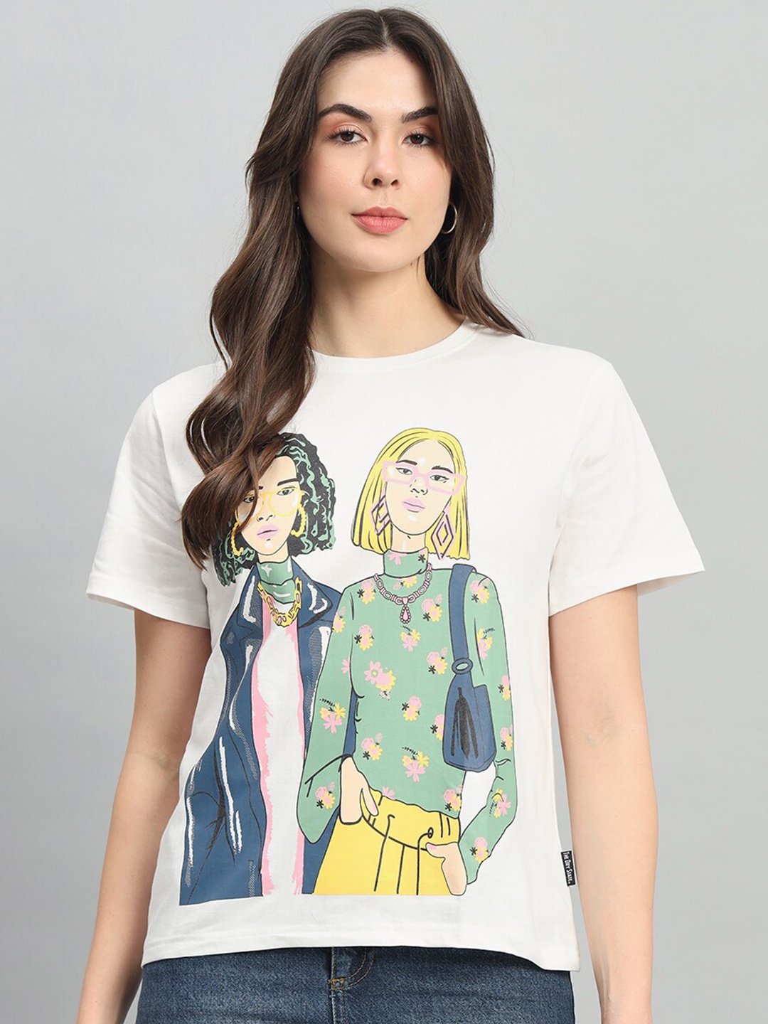 

The Dry State White Graphic Printed Oversized Cotton T-shirt