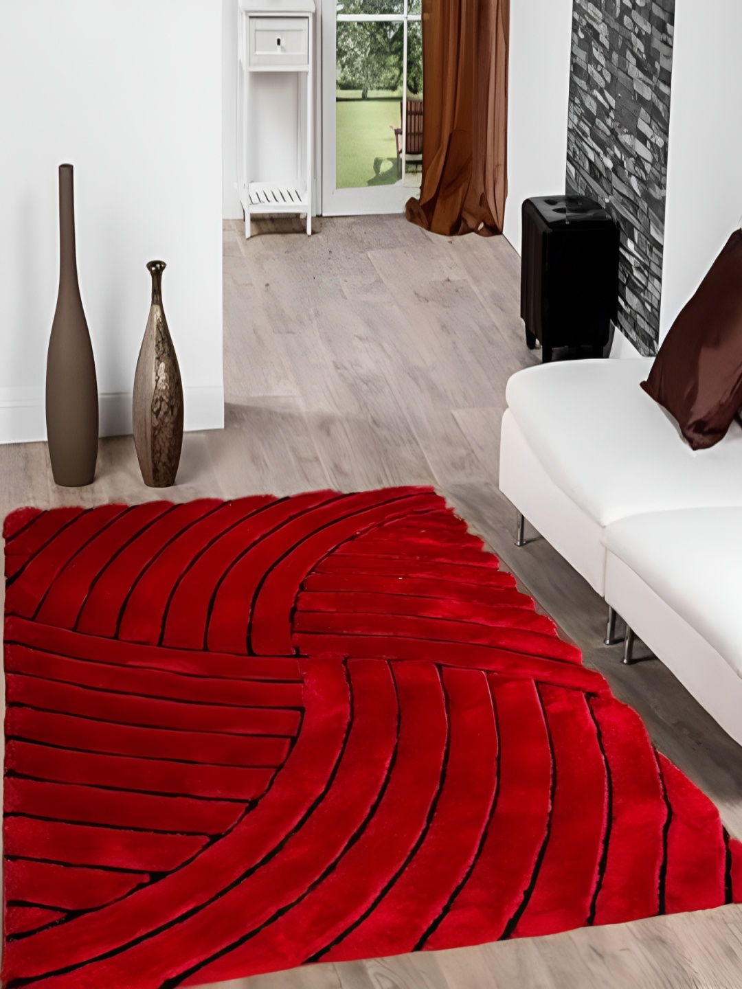 Shopgallery Red Geometric Anti-Skid Carpet