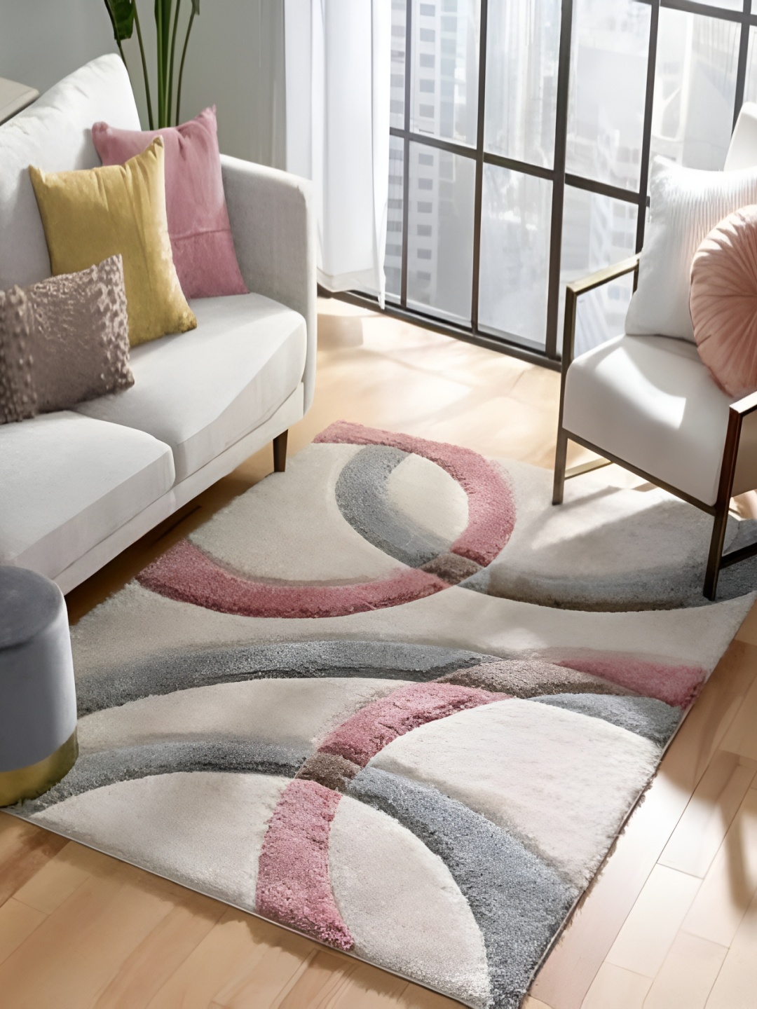 

Shopgallery Pink & Grey Geometric Anti-Skid Carpet