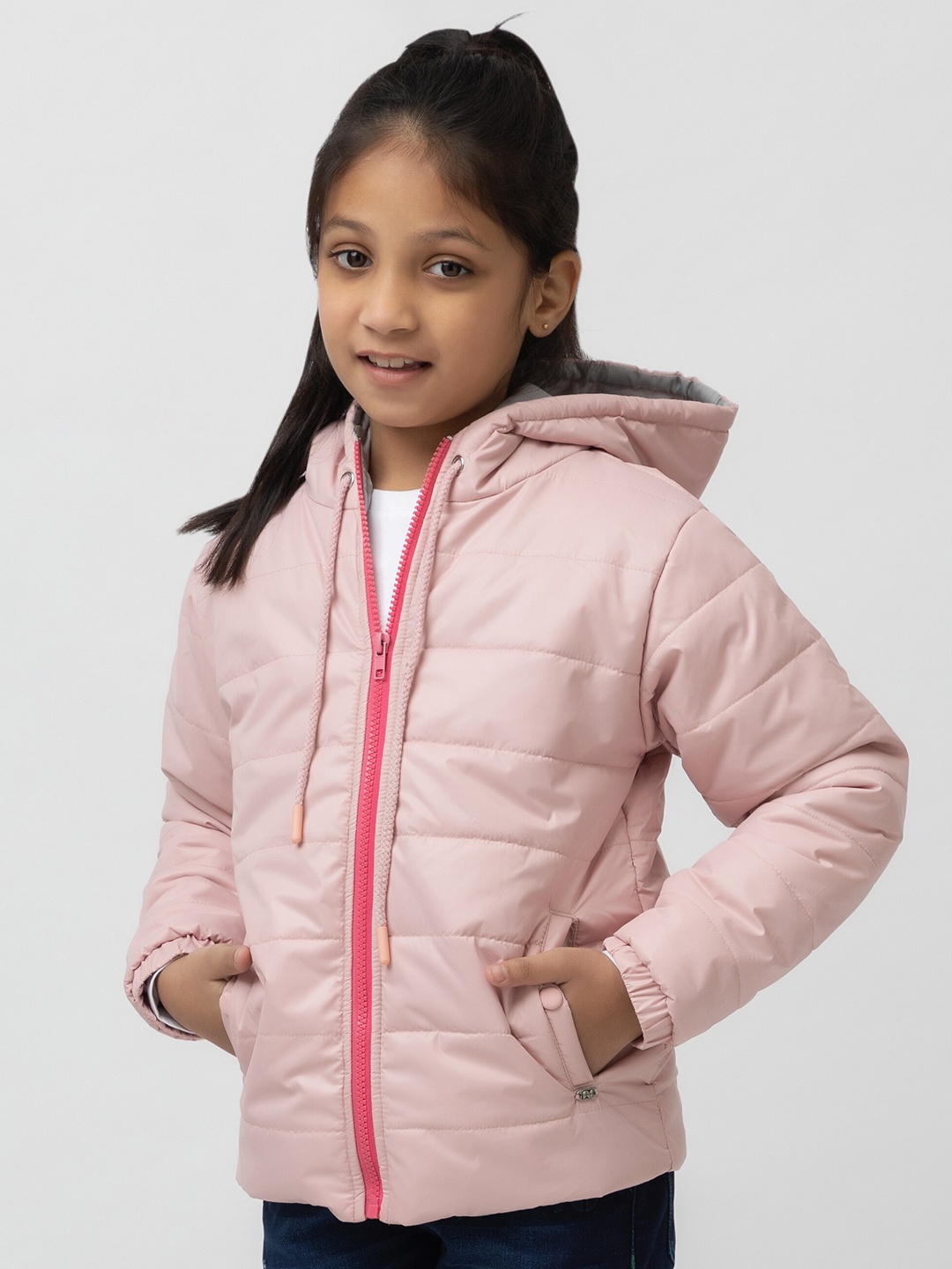 

Purple United Kids Girls Hooded Padded Jacket, Pink