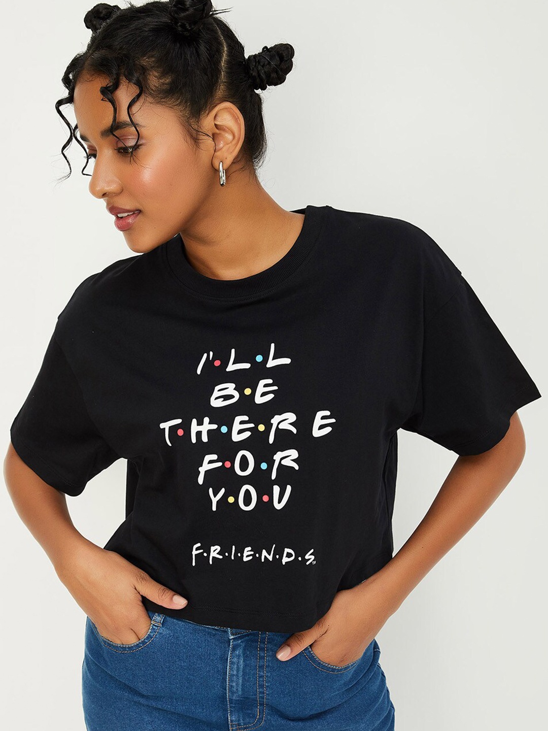 

max URB_N Printed Extended Sleeves Top, Black