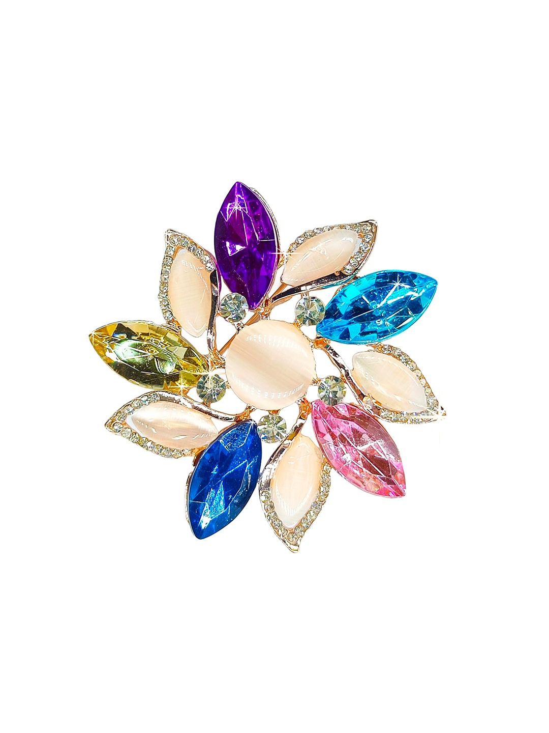 

SYGA Floral-Charm Brooch, Blue