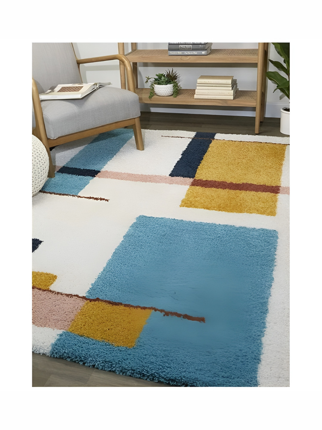 

Shopgallery Blue Geometric Anti-Skid Polyester Carpet