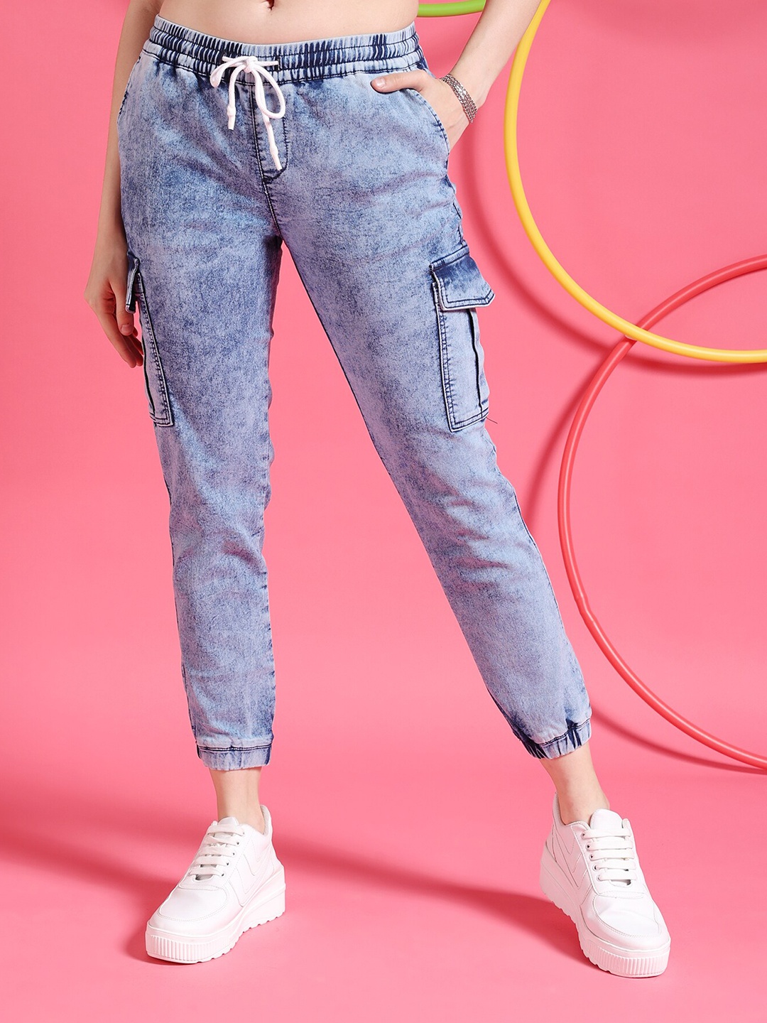 

Freehand by The Indian Garage Co Women Clean Look Heavy Fade Stretchable Jeans, Blue