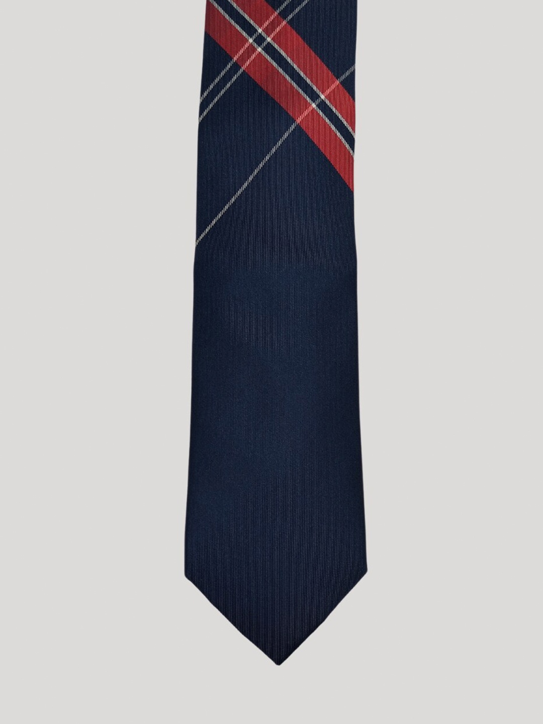 

The Tie Hub Men Checked Silk Broad Tie, Blue