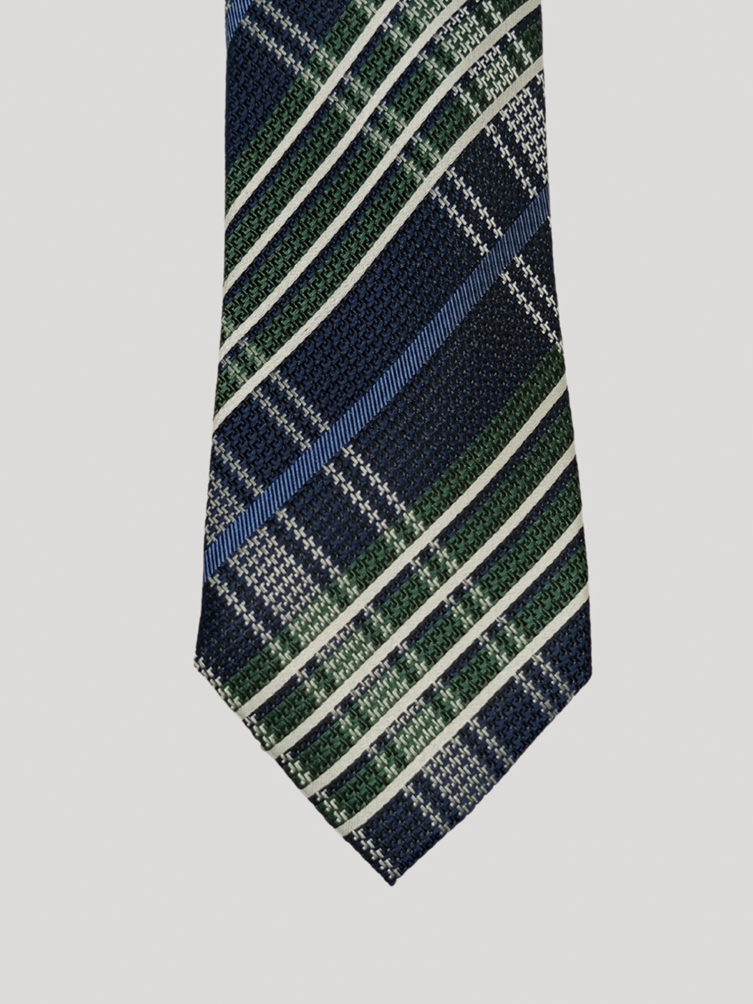 

The Tie Hub Men Checked Silk Broad Tie, Blue