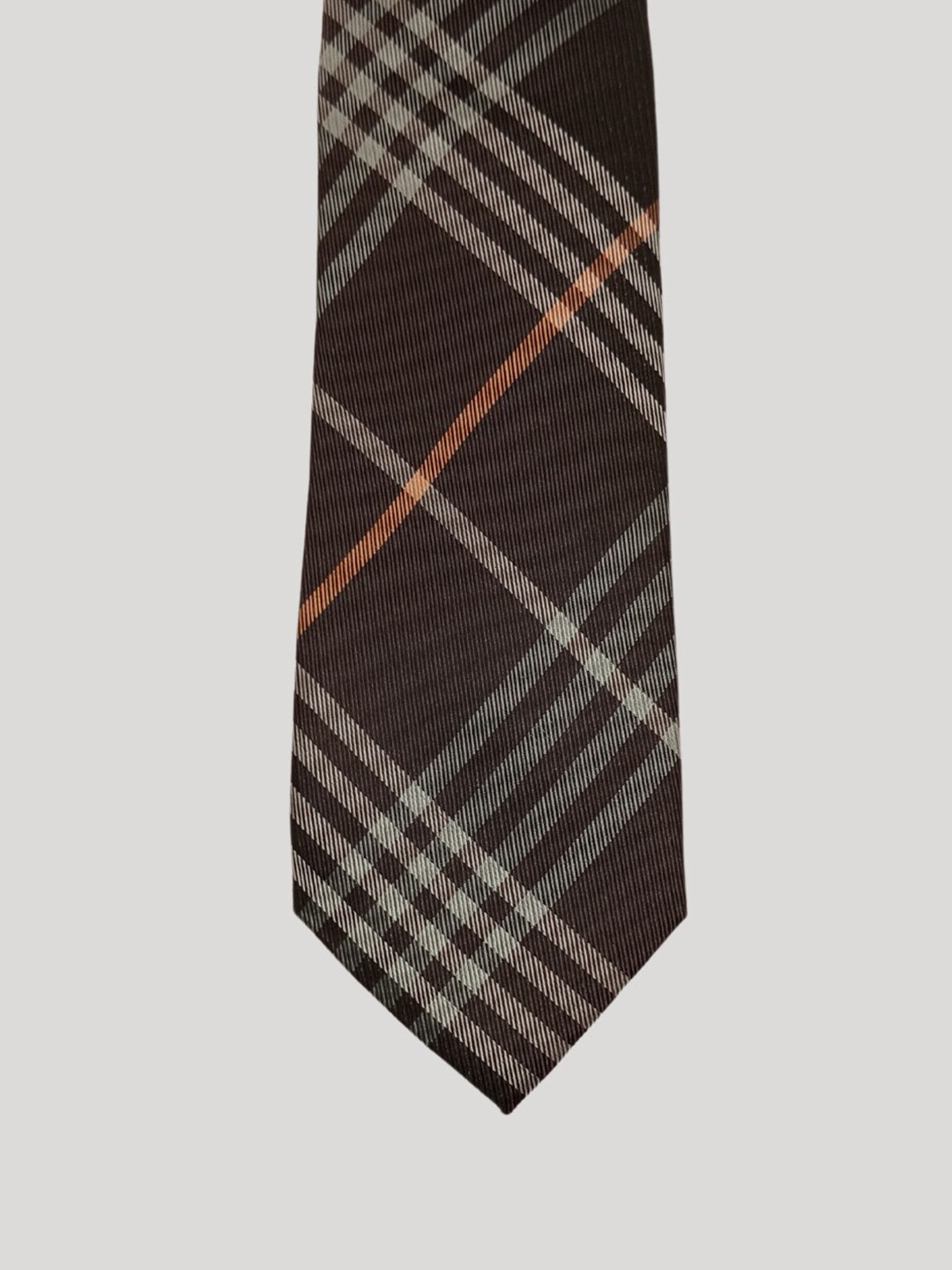 

The Tie Hub Checked Silk Broad Tie, Brown