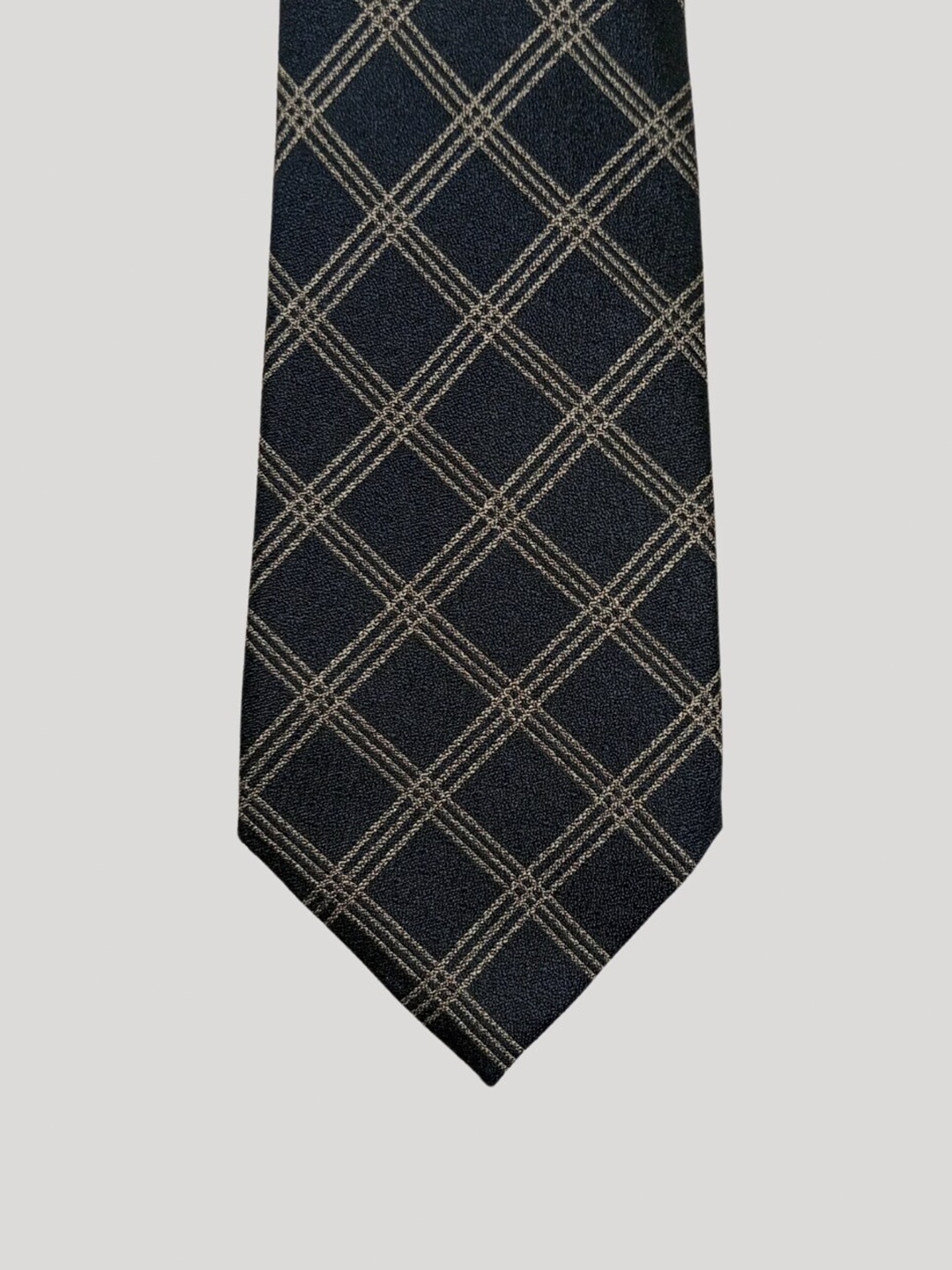 

The Tie Hub Men Checked Silk Broad Tie, Blue