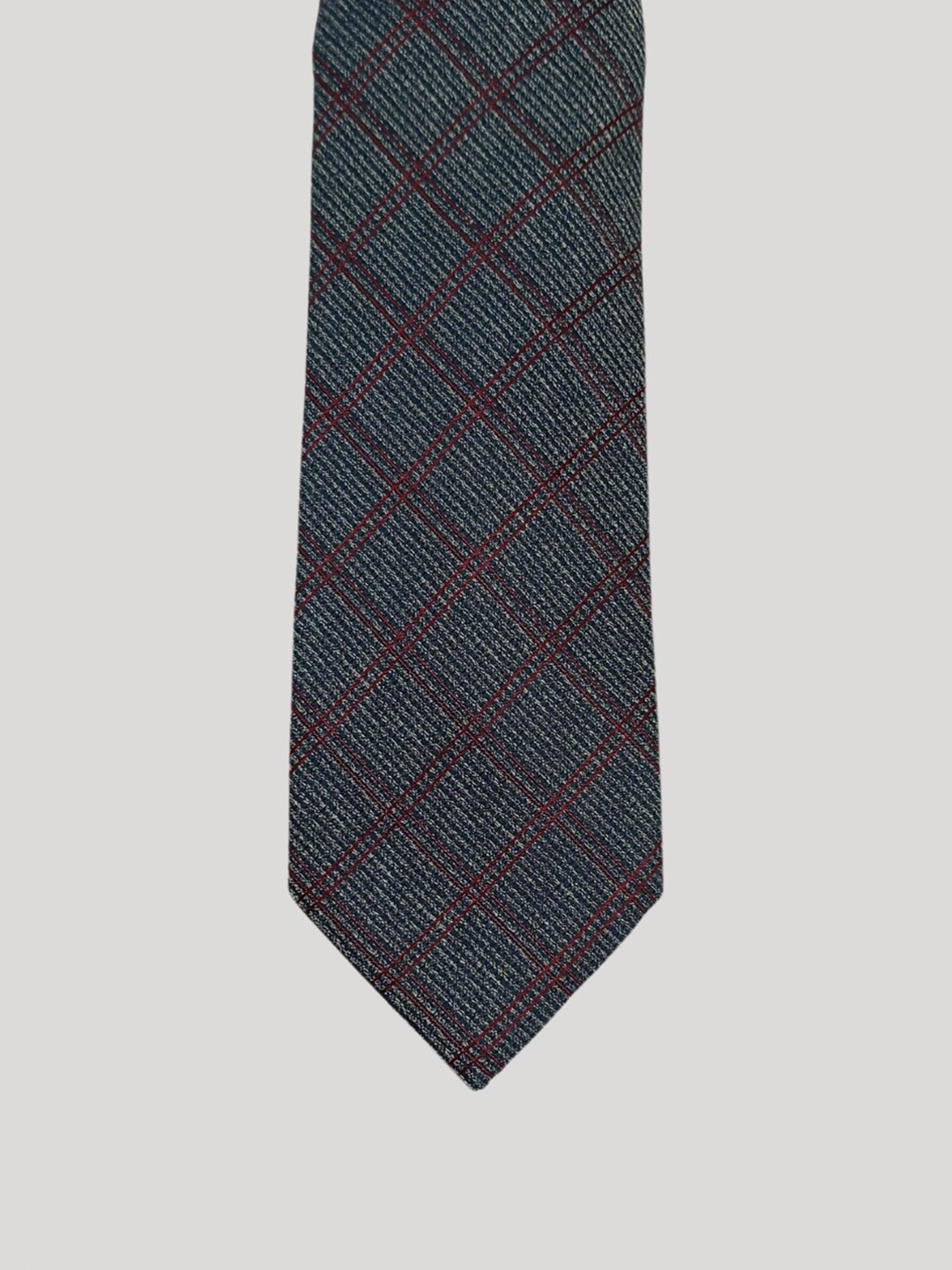

The Tie Hub Men Silk Checked Broad Tie, Blue