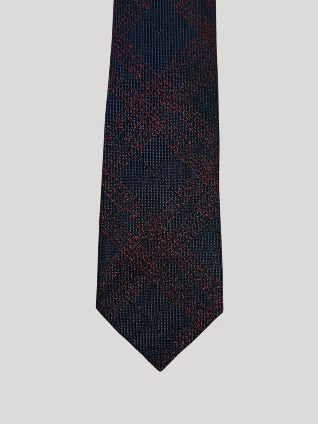 

The Tie Hub Men Checked Silk Broad Tie, Blue