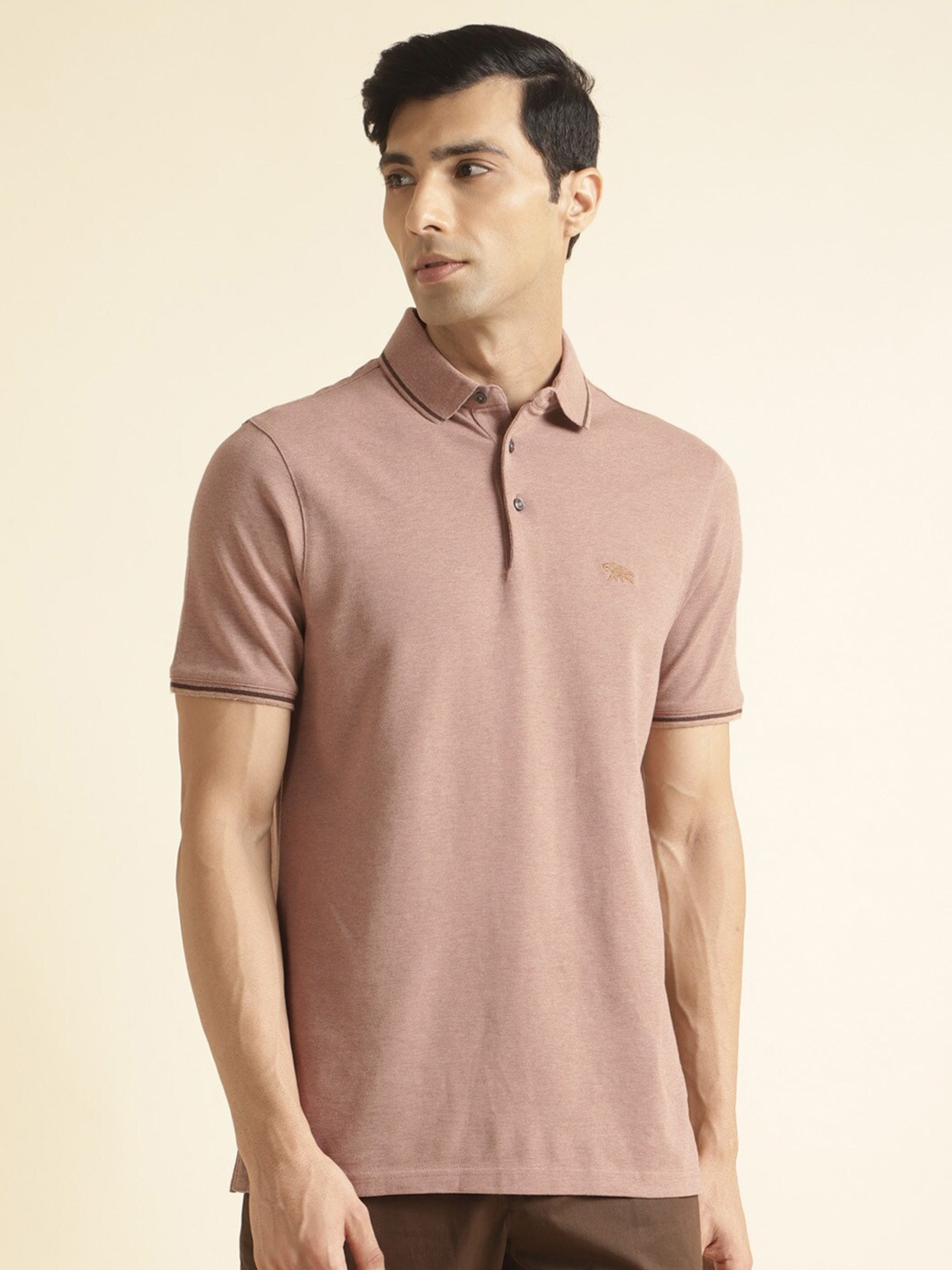 

Andamen Short Sleeves Contrast Tipping Polo T-Shirt, Khaki