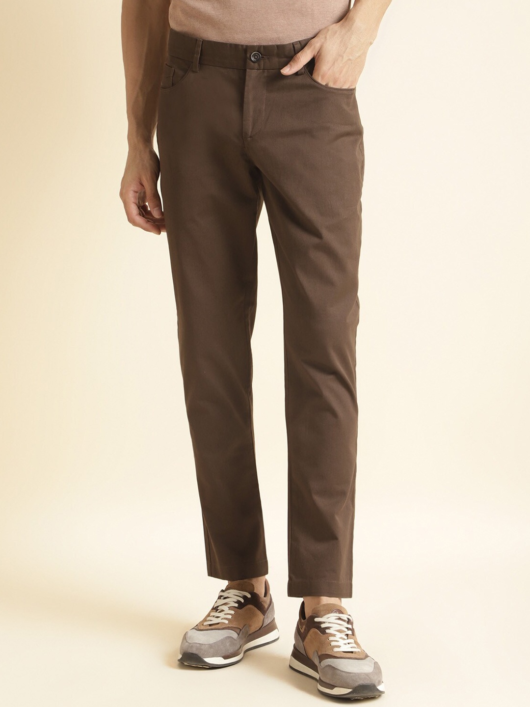 

Andamen Ultra Slim Fit Embroidered Chino, Brown