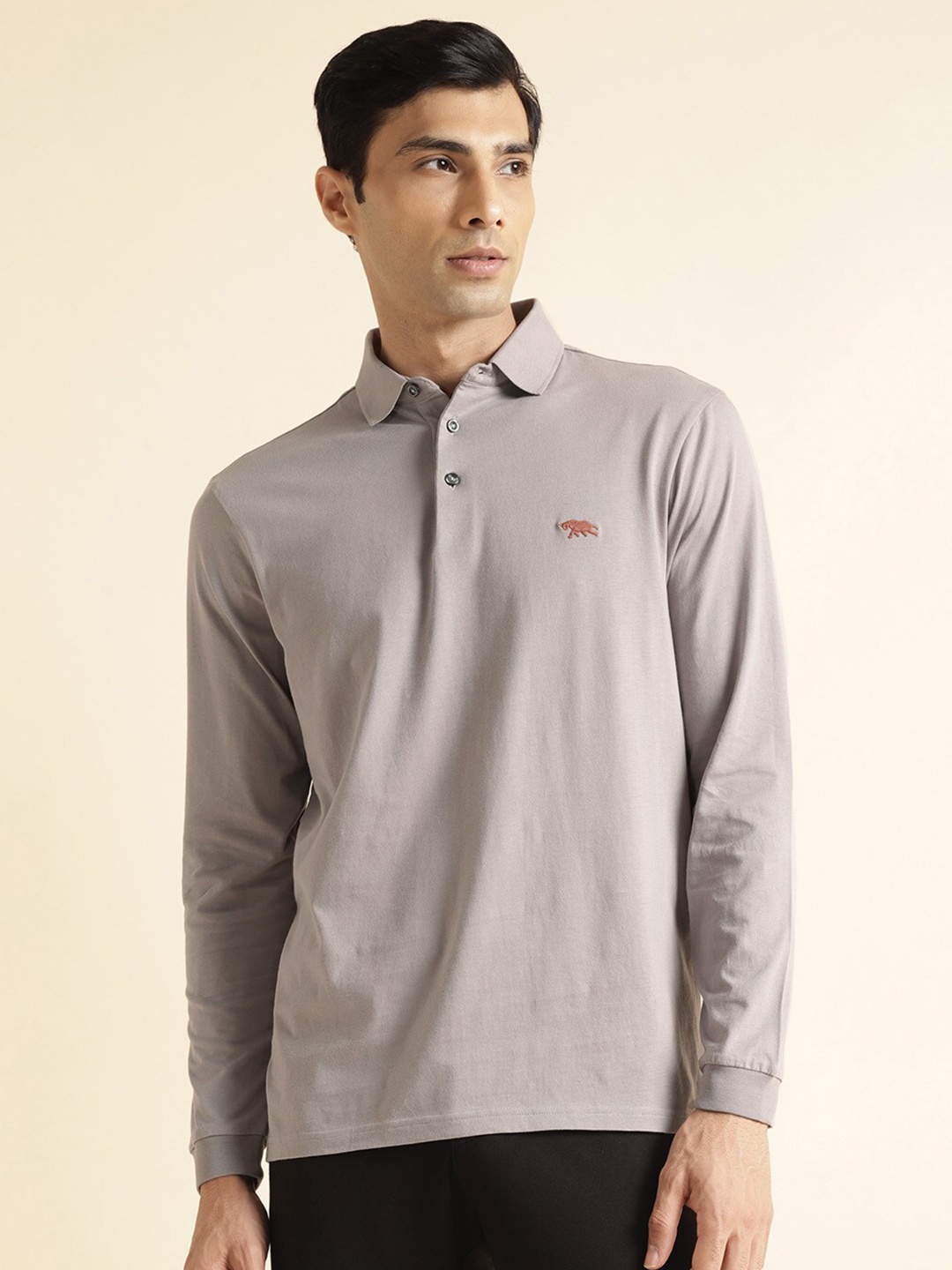 

Andamen Full Sleeve Polo T-shirt, Grey