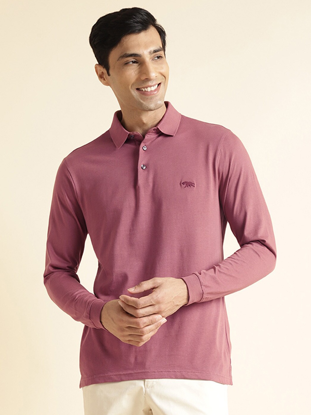 

Andamen Long Sleeve Polo T-shirt, Pink