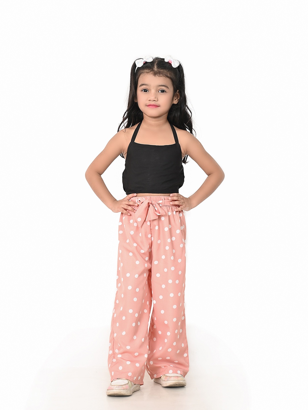 

R Cube Girls Shoulder Straps Top with Palazzos, Peach