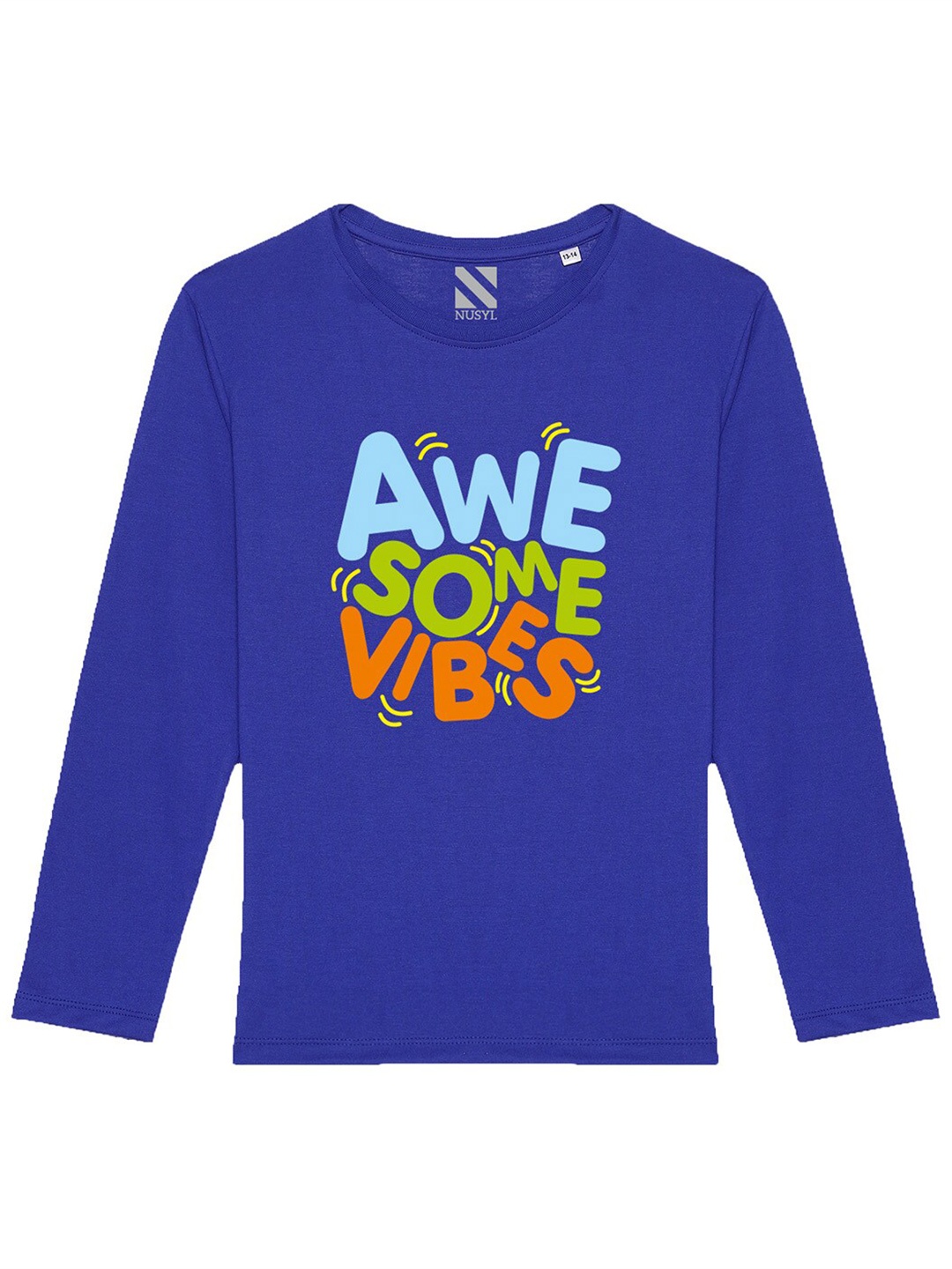 

BAESD Boys Typography Printed Round Neck Long Sleeves Cotton T-shirt, Blue